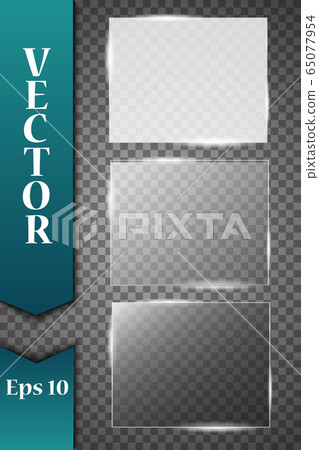 Glass plates are installed. Vector glass banners on a transparent background. Glass. Glass paintings. Color frames. Glass plates are installed. Vector glass banners on a transparent background. Glass. Glass paintings. Color frames. 65077954