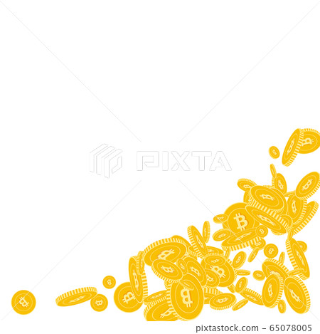 Bitcoin, internet currency coins falling. Scattere 65078005