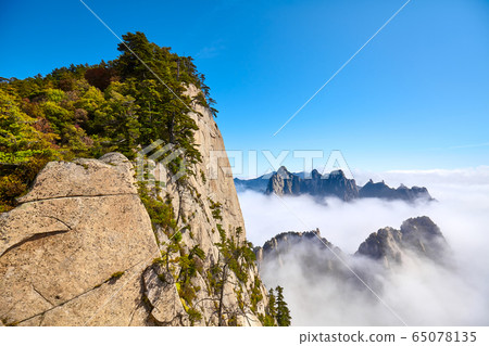 Huashan National Park mountain landscape. 65078135