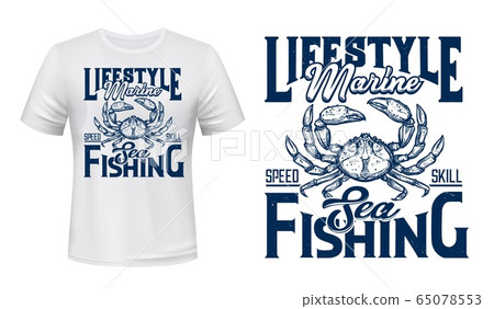 Crab t-shirt print mockup, sea and ocean fishing 65078553