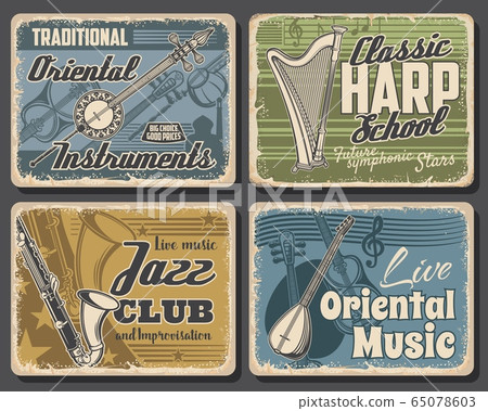 Music instruments retro posters, jazz festival Music instruments retro posters, jazz festival 65078603