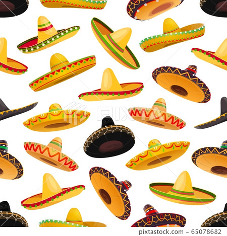 Mexican sombrero hats seamless pattern background 65078682