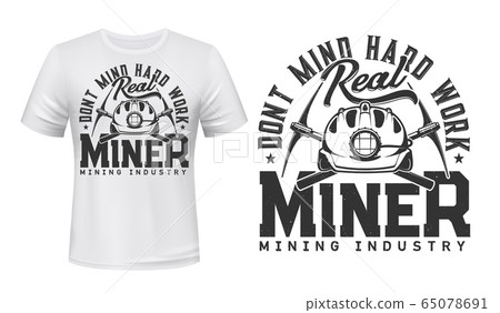 Miner t-shirt print mockup, coal mining industry 65078691