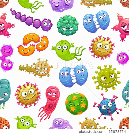 Viruses seamless pattern with bacterias and germs 65078754