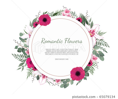Round frame card design for greeting or invitation Round frame card design for greeting or invitation 65079134