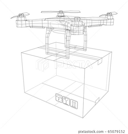 Delivery drone concept outline. Vector Delivery drone concept outline. Vector 65079152