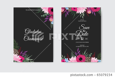 Botanical wedding invitation card template design, Botanical wedding invitation card template design, 65079154