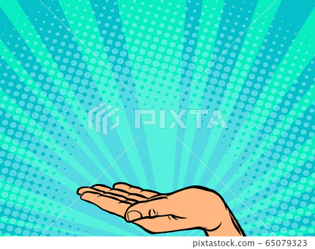 female hand open palm present gesture 65079323