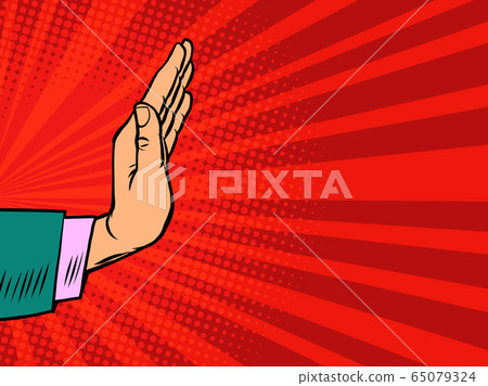 female hand holding a stop gesture female hand holding a stop gesture 65079324