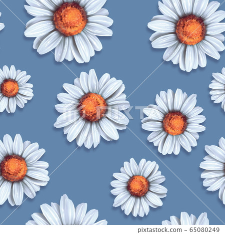 Seamless background with daisy flowers - Stock Illustration [65080249 ...