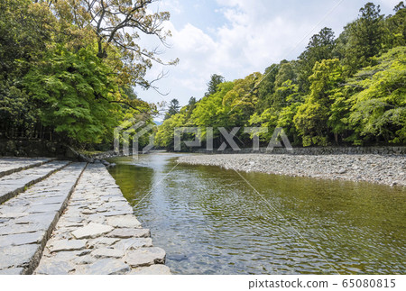 伊勢神宮、伊勢神宮、五十鈴川盥洗盆、內宮的清新綠景 伊勢神宮、伊勢神宮、五十鈴川盥洗盆、內宮的清新綠景 65080815