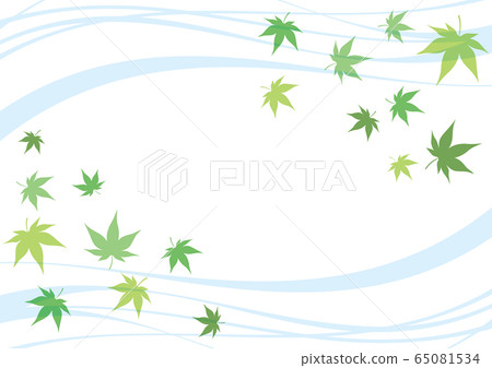 Blue autumn leaves and running water Japanese pattern background 65081534