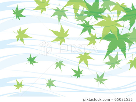 Blue autumn leaves and running water Japanese style background 65081535