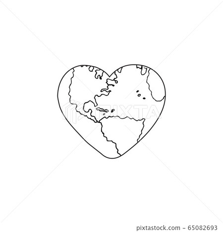 Vector hand drawn Earth planet in heart 65082693