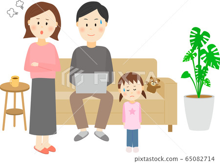 遠程辦公沙發的孩子生氣 遠程辦公沙發的孩子生氣 65082714