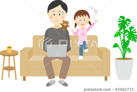 Telework sofa children frolic Telework sofa children frolic 65082715