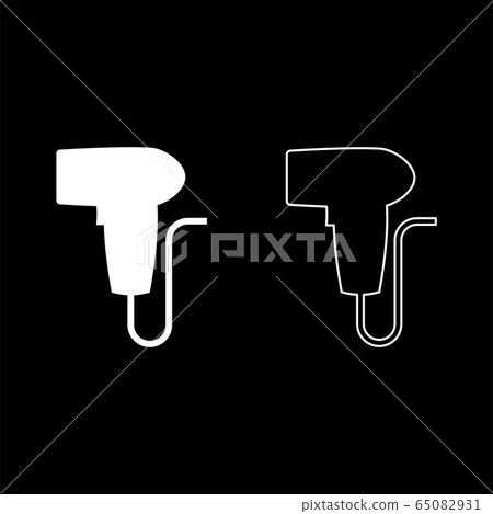 Hand scanner barcode held icon outline set white  65082931