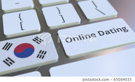 Online Dating text and flag of South Korea on the keyboard. Conceptual 3D rendering Online Dating text and flag of South Korea on the keyboard. Conceptual 3D rendering 65084035