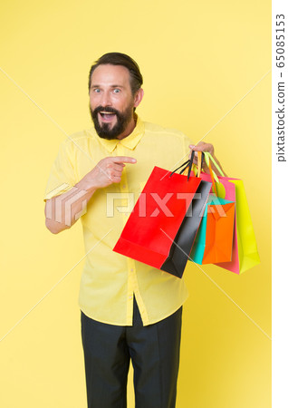 Real happiness. brutal caucasian hipster with 65085153