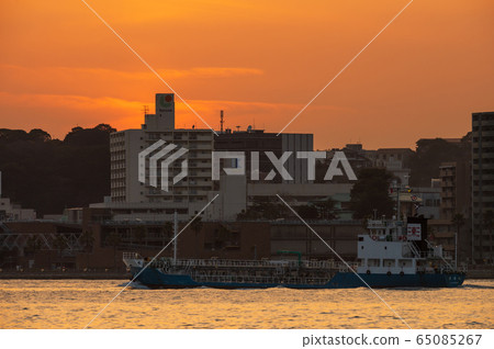 關門海峽（福岡縣）的日落 65085267