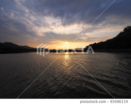 Sun Moon Lake at dusk, Nantou, Taiwan 65086119