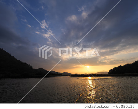 Sun Moon Lake at dusk, Nantou, Taiwan 65086135