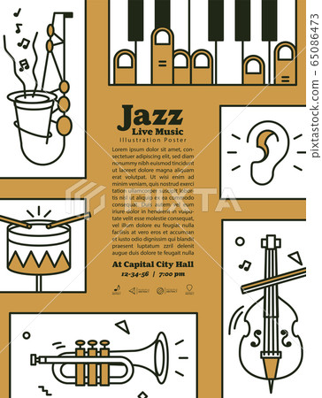Jazz live music banner poster with ear and 65086473