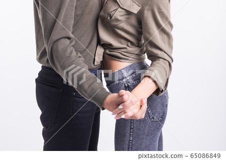 Beauty couple dancing social dance. Kizomba or bachata or semba or taraxia , on white background. Social dance concept. 65086849
