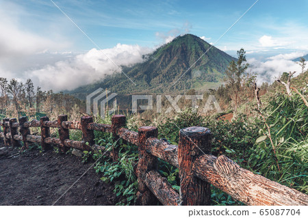 Photograph of high volcano with clouds on Java Photograph of high volcano with clouds on Java 65087704
