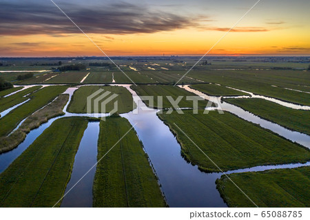 Aerial view of Sunset over Historic dutch 65088785