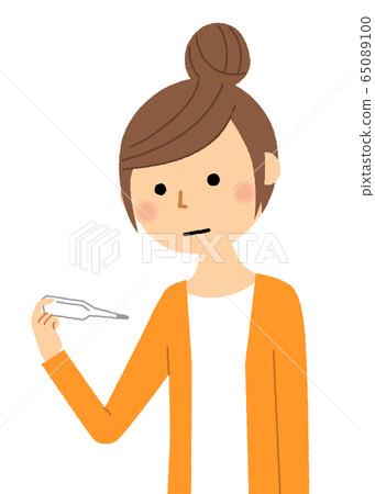 年輕女子測量體溫 65089100