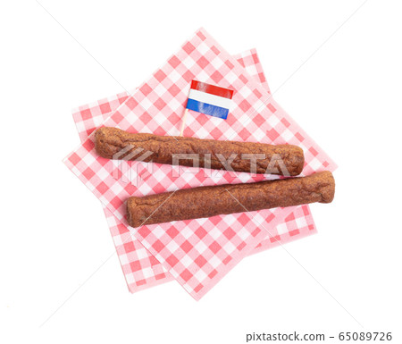 Two frikadellen on a napkin, a Dutch fast food Two frikadellen on a napkin, a Dutch fast food 65089726