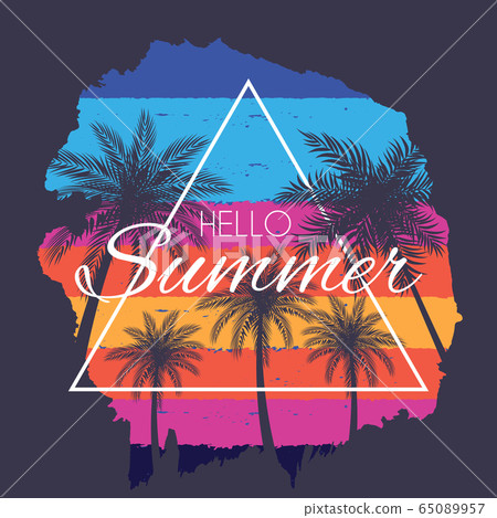 Beautifil Palm Tree Leaf  Silhouette Hello Summer 65089957