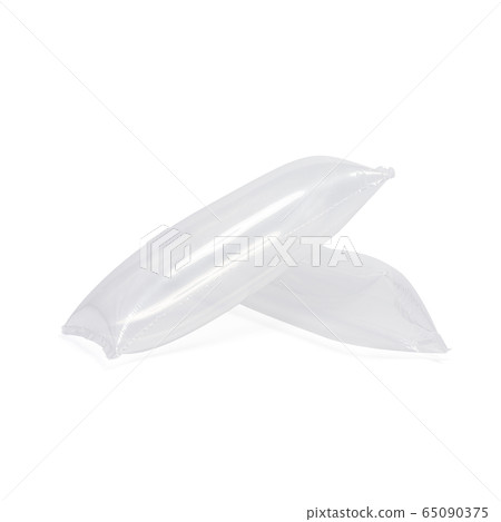 Inflatable air buffer plastic bags isolated on white background. Cushion blocking bag that creates protection for goods inside parcel during delivery. Object isolated on white with clipping path Inflatable air buffer plastic bags isolated on white background. Cushion blocking bag that creates protection for goods inside parcel during delivery. Object isolated on white with clipping path 65090375