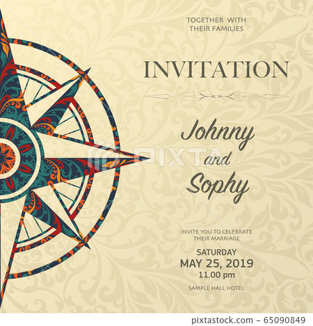 Windrose invitation floral pattern background Windrose invitation floral pattern background 65090849