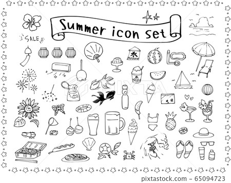 Summer hand drawn icon set line drawing Summer hand drawn icon set line drawing 65094723