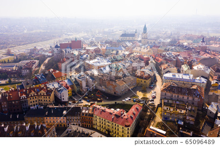 Panoramic view from the drone on the city Lublin. Poland Panoramic view from the drone on the city Lublin. Poland 65096489