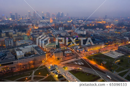 Aerial view of Warsaw at twilight Aerial view of Warsaw at twilight 65096533