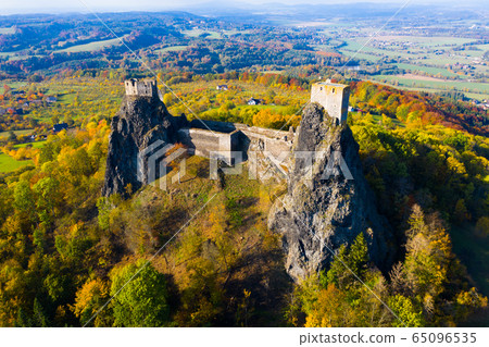 Aerial view of Trosky Castle, Czech Republic Aerial view of Trosky Castle, Czech Republic 65096535