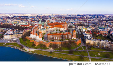 View from drone of Wawel Сastle, Krakow, Poland View from drone of Wawel Сastle, Krakow, Poland 65096547