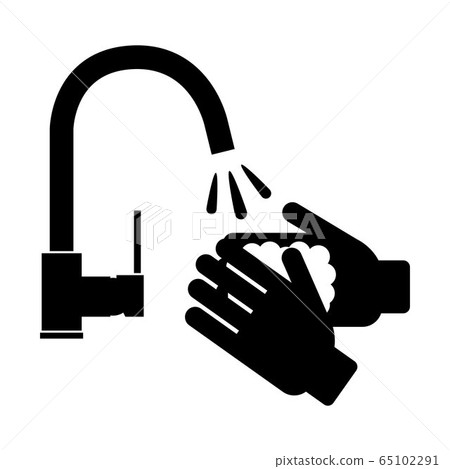 Wash your hands with soap suds and tap water in... - Stock Illustration ...