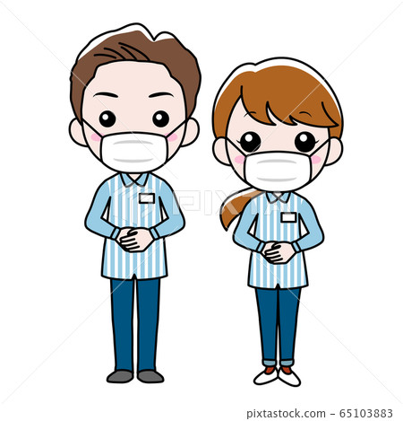 A convenience store clerk wearing a mask A convenience store clerk wearing a mask 65103883