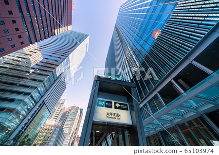 俯瞰大手町站和大手町一號的日本東京城市景觀 65103974