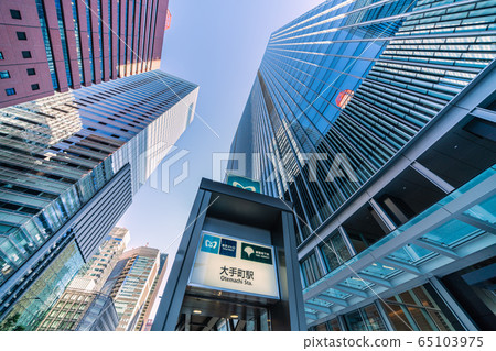 俯瞰大手町站和大手町一號的日本東京城市景觀 65103975