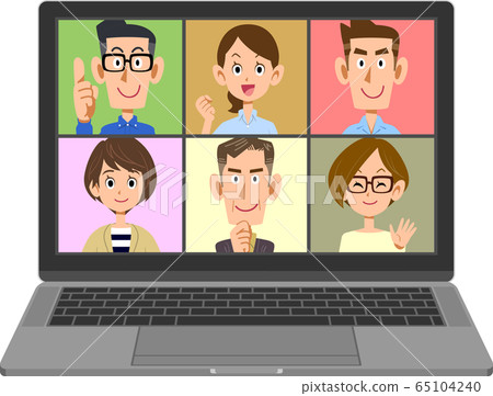 Business person having a meeting while working from home 65104240