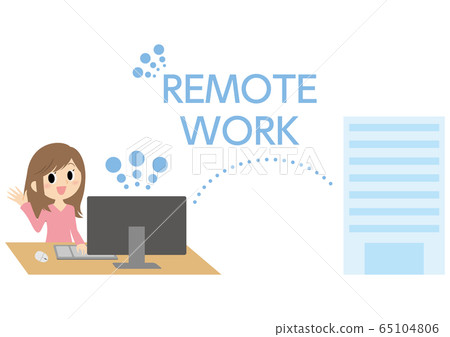 Illustration of a woman in remote work 65104806