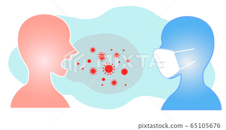 Mask infection control illustration of aerosol spray infection 65105676