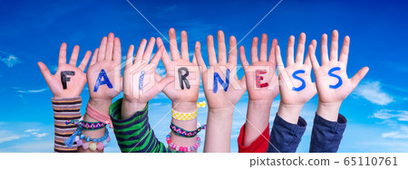 Children Hands Building Word Fairness, Blue Sky Children Hands Building Word Fairness, Blue Sky 65110761