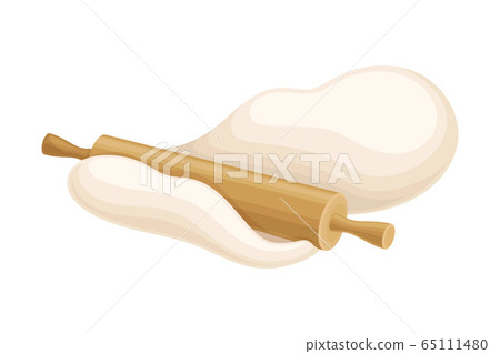 Rolling Out Dough for Bread Cooking with Pastry and Rolling Pin Vector Illustration 65111480