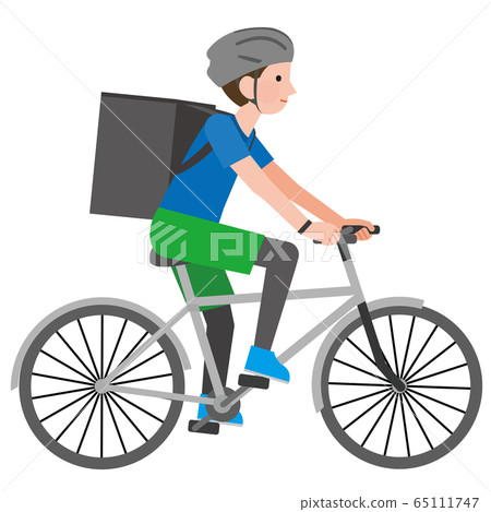 一個人騎自行車送食物的插圖 一個人騎自行車送食物的插圖 65111747